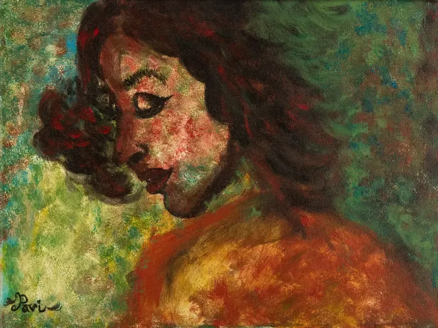 Acrylic on fingertips artwork from the Asymmetry exhibition