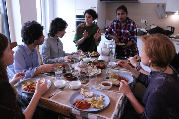 Guests sharing the four-course Ayurvedic brunch together